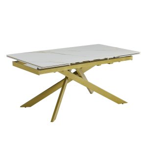 Raztegljiva miza GOLDIE (160+40+40)x90x76 cm bela&zlata